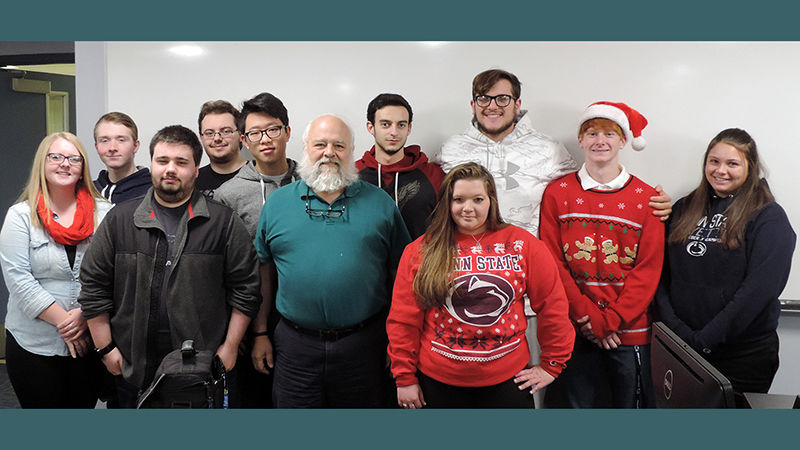Pictured are, from left, first row: Kendall Mitchell, Andrew Charnovich, Meredith, and Danielle Shirosky. Second row: Christopher Kesterson, Justin Quaranto, Dairui Yang, Marco Morici, and Cara Jackson.