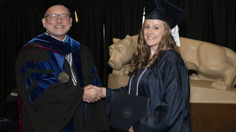 Chancellor Charles Patrick and Haley Miller at Spring 2022 Commencement