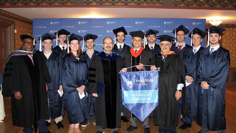 group of first ME degree graduates at Penn State Scranton