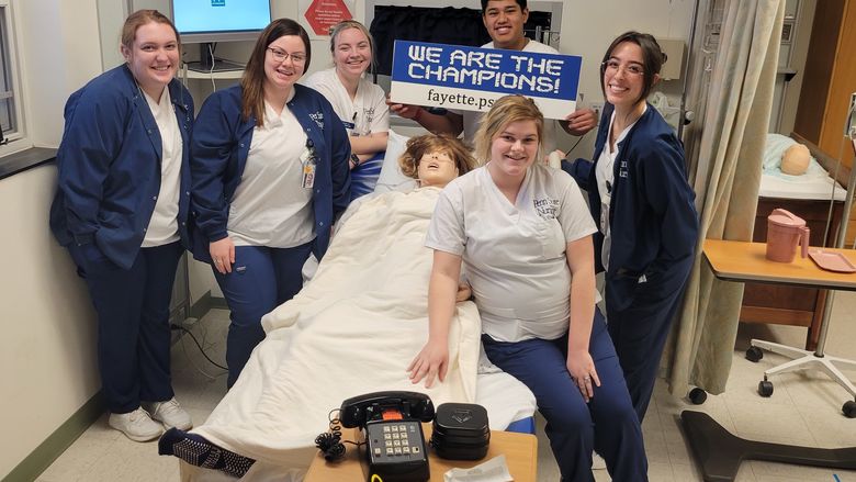 Nursing students winning the escape room competition. 