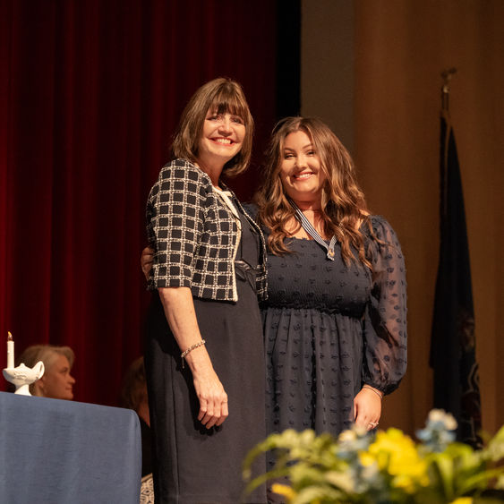 Melissa Miner and her daughter Sarabeth Miner at Penn State Fayette's 2024 pinning ceremony.