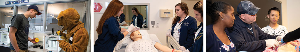 Students in the 3D, Nursing, and Biology Lab. 