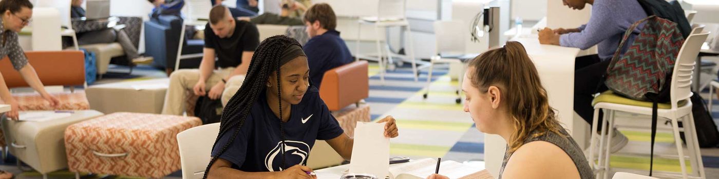 Multiple students studying in the Student Success Center.