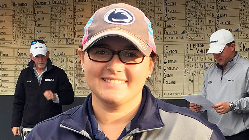 Haley Brothers displays a certificate she received at the 2016 United States Collegiate Athletic Association’s (USCAA) golf championships Oct. 11 in State College, where she was named to the USCAA National All-Academic Team for maintaining a 3.5 gpa.