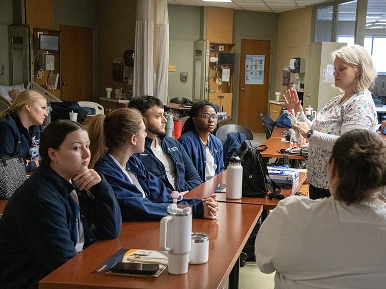 Nursing students at Frick Hospital Education Lab.