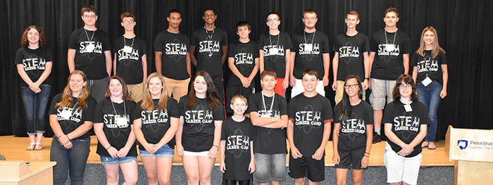 Local high school students who attended the first of two Chevron STEM career exploration camps held in July at Penn State Fayette, The Eberly Campus.