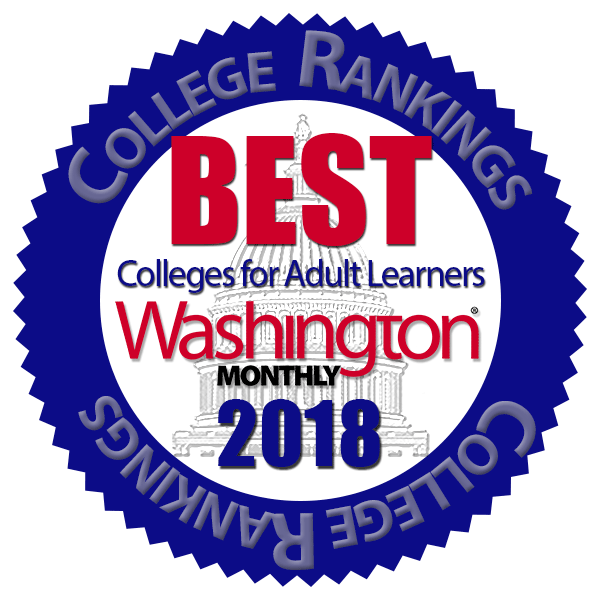 Washington Monthly Best College for Adult Learners Badge 2018