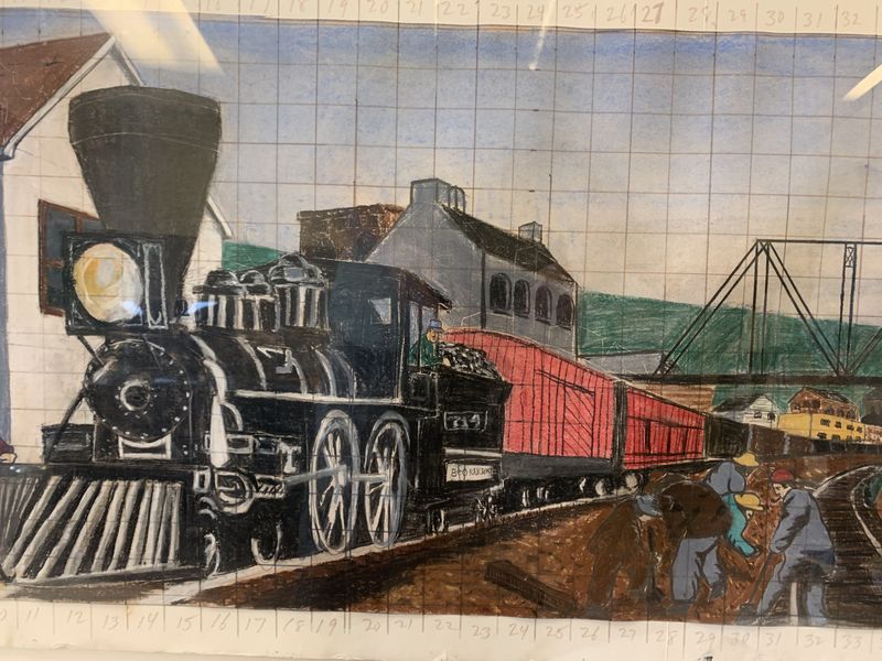 The original 1983 color study for the mural.