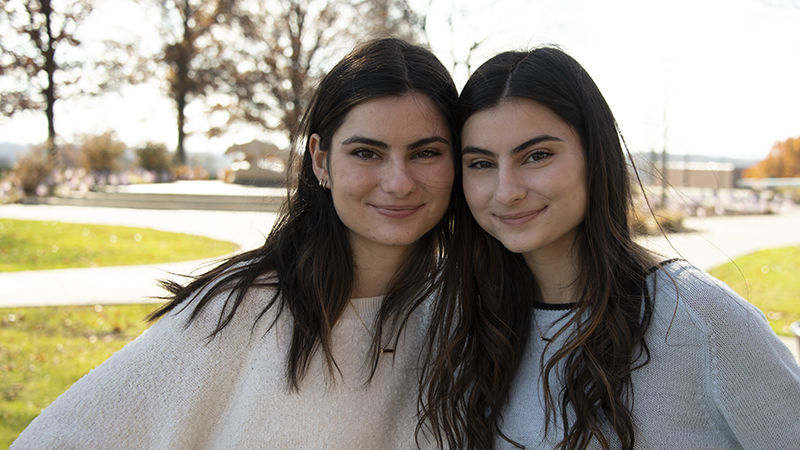 Emily Franks (left) and Sarah Franks (right), twin sisters, will graduate early from Penn State Fayette in December 2021.