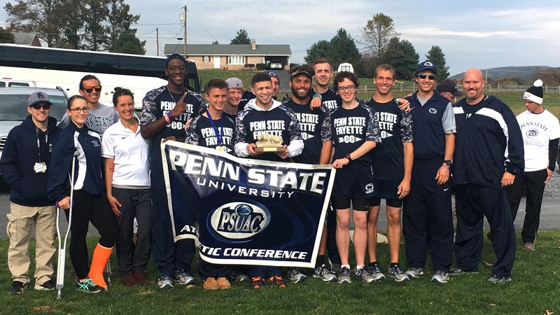 Men's Cross Country Team wins the PSUAC Championship. 