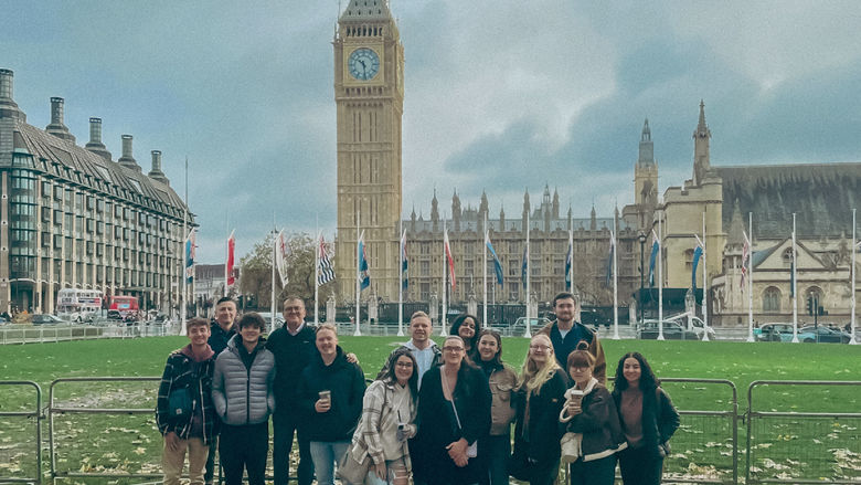 CRIMJ 499 students standing in front of London's Big Ben