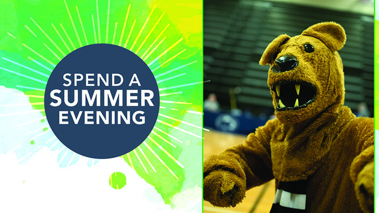 Spend a summer evening graphic with Lion mascot. 