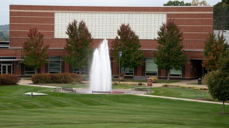 Penn State Fayette's Community Center and Fountain