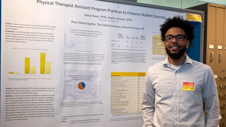 Jamar Dues, second-place winner of the Undergraduate Research Awards for "Physical Therapist Assistant Program Practices to Enhance Student Diversity"