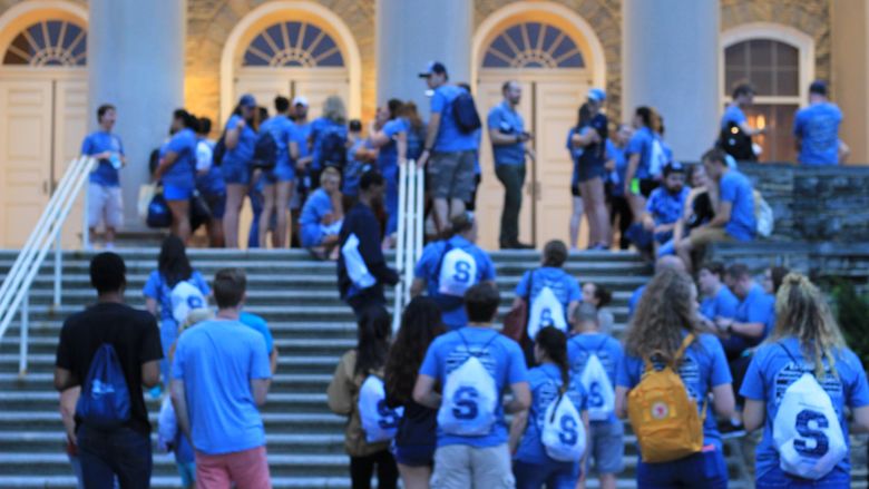 Penn State students from across the commonwealth tour Old Main's Bell Tower during the Summer Leadership Conference