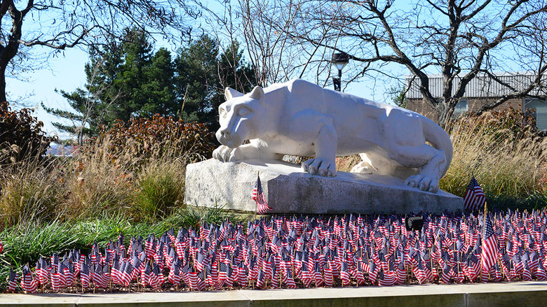 Lion with American Flags.
