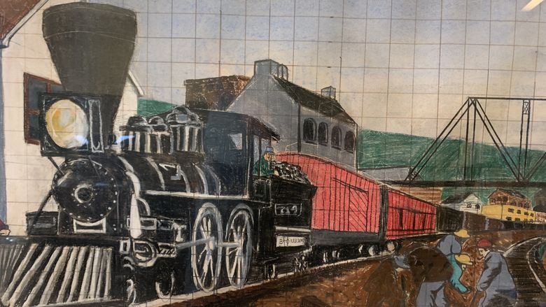 The original 1983 color study for the mural.