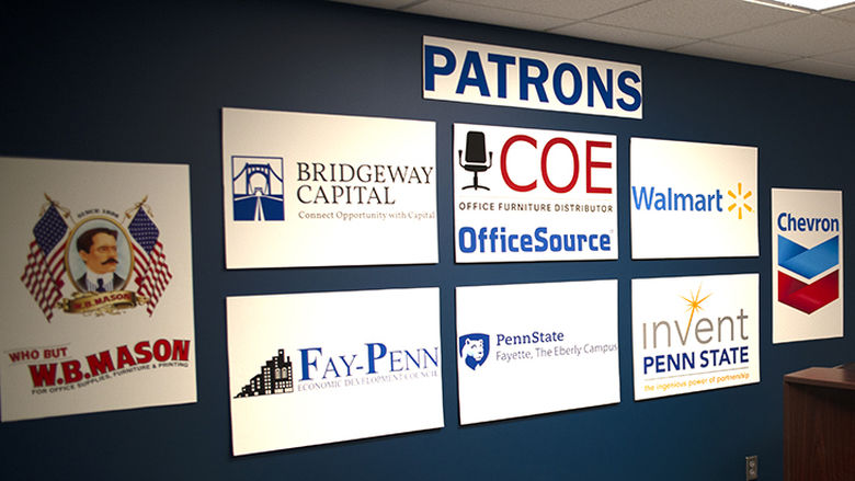 Wall of sponsorship logos