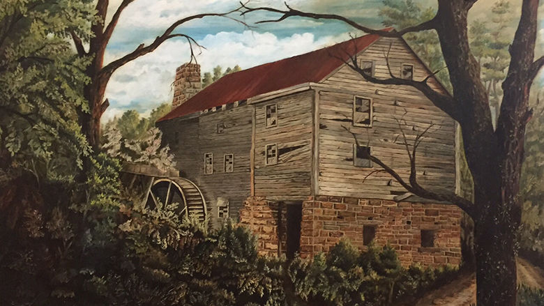 1964 painting of George Washington’s local grist mill