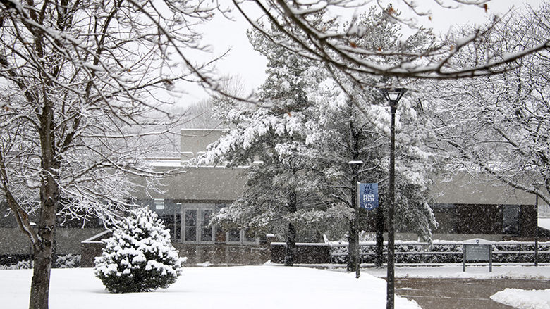 A snowy Library.