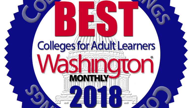 Washington Monthly Best College for Adult Learners Badge 2018