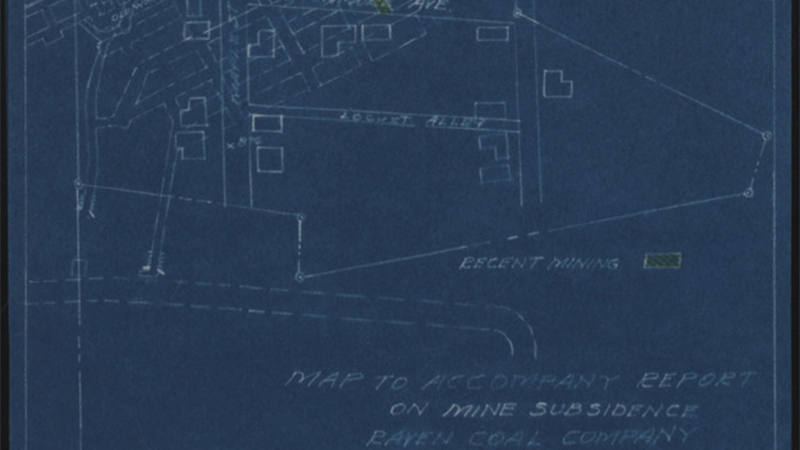 Map to accompany report on mine subsidence in Brownsville, PA.