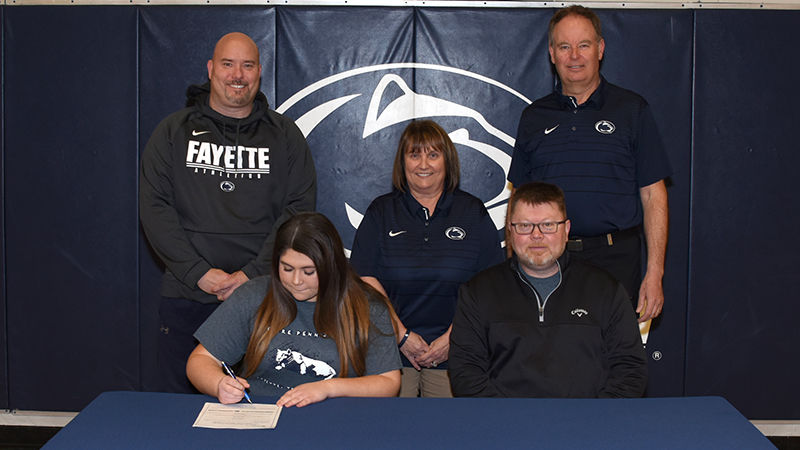 Lou Zadecky, athletic director; Kalianna Rager; Rita Gumbert, volunteer golf coach; Kevin Rager; Dave Gumbert, head golf coach.