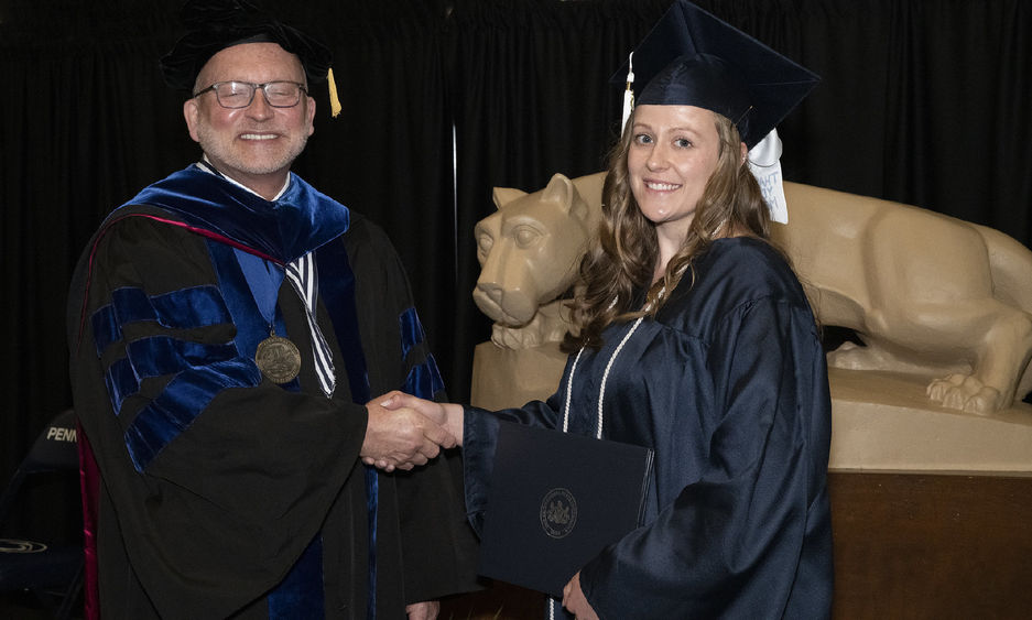 Chancellor Charles Patrick and Haley Miller at Spring 2022 Commencement