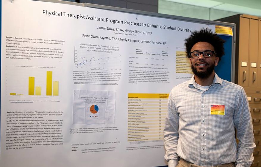 Jamar Dues, second-place winner of the Undergraduate Research Awards for "Physical Therapist Assistant Program Practices to Enhance Student Diversity"