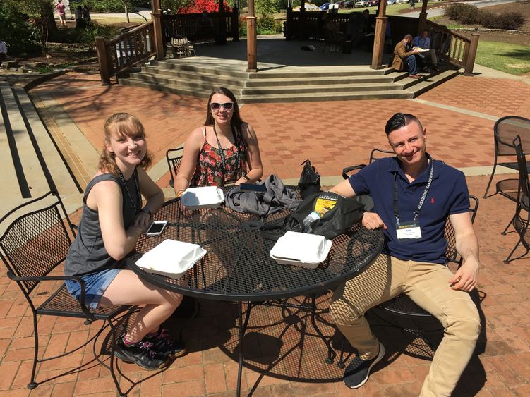 Emily Blaker, Samantha Long, and undergraduate research advisor Dr. Aris Karagiorgakis.