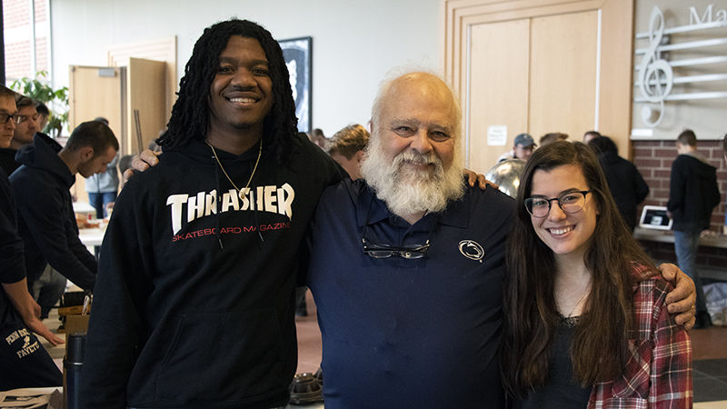 Davon White, first-year chemical engineering student; David Meredith, associate professor of Engineering; and Gabrielle Beatty, sophomore mechanical engineering student.