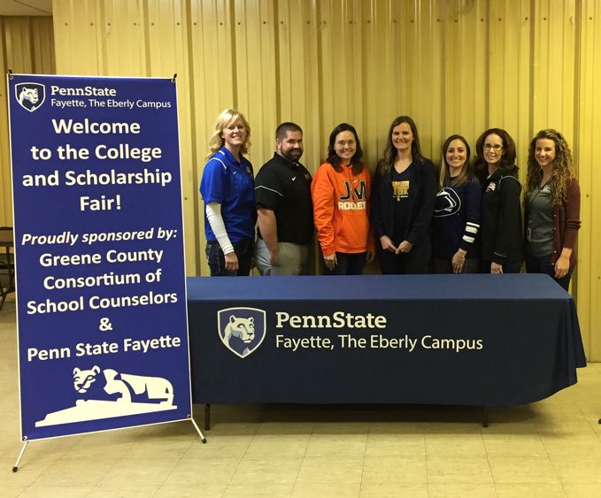 From left to right: Kim Cowden (West Greene), Tom Fink (Mapletown), Katy Herold (Jefferson-Morgan), Sara Christner (Carmichaels), Rachel Angry (Penn State Fayette), Becky Karluk (Waynesburg), Katie Sleasman (Greene County Career and Technology Center)