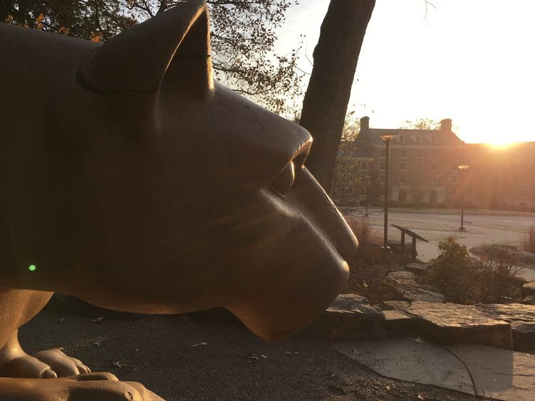 Sun rises over West halls near Shrine