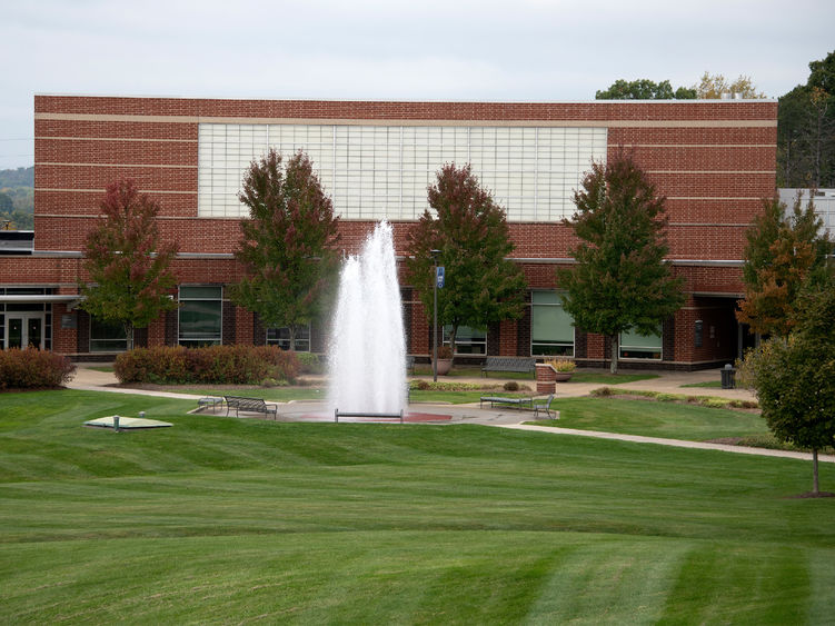 Penn State Fayette's Community Center and Fountain