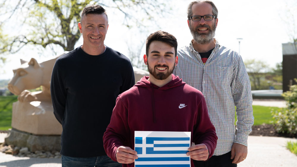 Zachary Allamon beside mentors Aris Karagiorgakis and Andy Royston